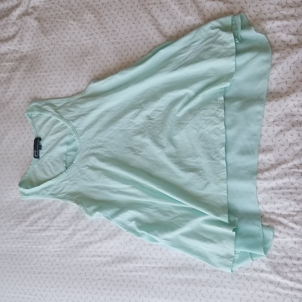 4/ $20 PAZZO Teal/ Aqua High Low Chiffon Back Sleeveless Top